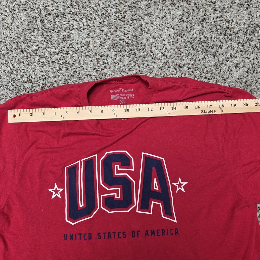 General Standard USA Shirt Men's XL Red Graphic Short Sleeves - Picture 4 of 7
